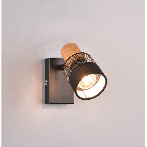 Črna/naravna stenska svetilka ø 7 cm Nandini – Trio-image-2