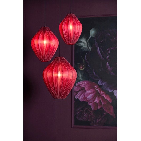 Bordo rdeča viseča svetilka s tekstilnim senčilom ø 12 cm Verita – Light & Living-image-1