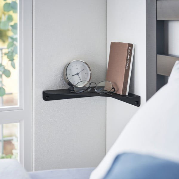 Črna kotna kovinska polica 22 cm Tower – YAMAZAKI-image-1