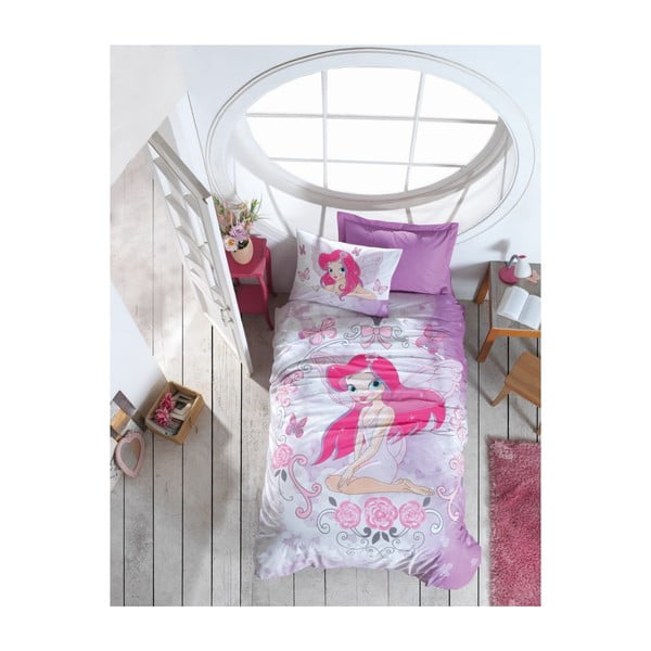 Bombažno posteljno perilo za eno osebo Fairy, 160 x 220 cm