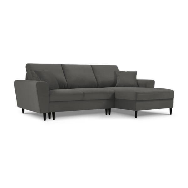 Temno siva raztegljiva kotna sedežna garnitura s prostorom za shranjevanje iz rebrastega žameta (desni kot/z ležalnikom) Kyoto – Cosmopolitan Design-image-4