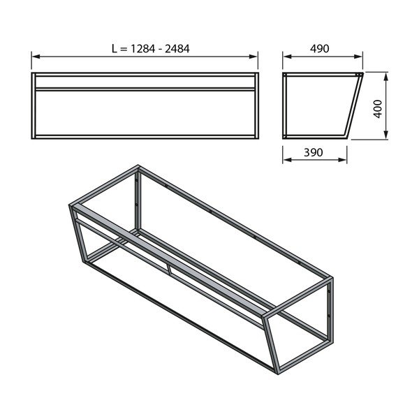 Belo/črno kovinsko stensko stojalo za pod umivalnik 218x40 cm Aruba – Sapho-image-2