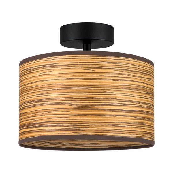 Stropna svetilka iz rjavega lesenega furnirja Sotto Luce Ocho S, ⌀ 25 cm