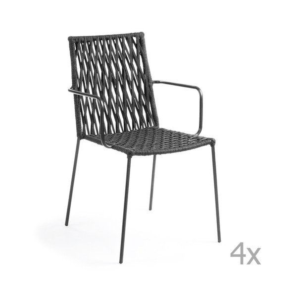 Komplet 4 temno sivih stolov La Forma Bettie
