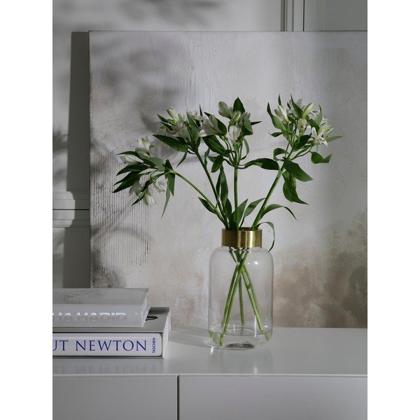 Steklena vaza s kovinskim elementom v zlati barvi Westwing Collection Lori, višina 29 cm-image-3