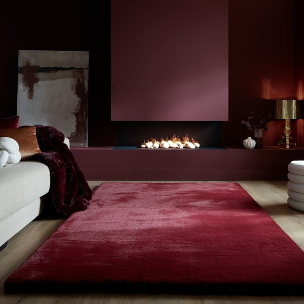 Bordo rdeče sintetično krzno 160x230 cm Ivy Luxury Fur – Flair Rugs-image-1
