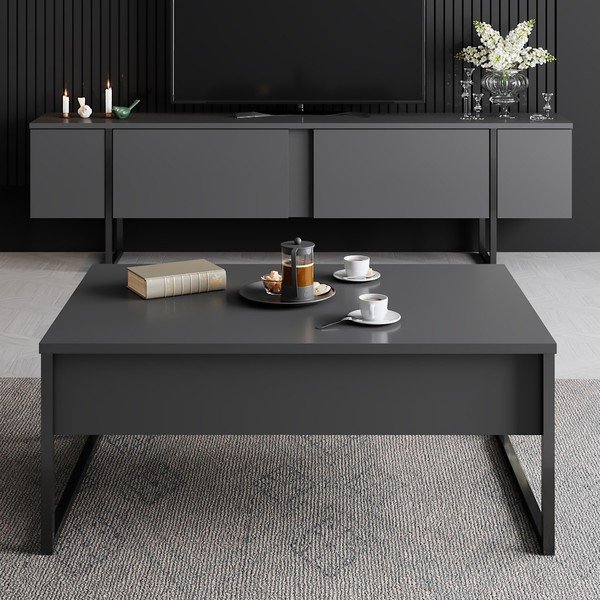 Antracitno siva TV omarica 180x30 cm Luxe – Kalune Design-image-3