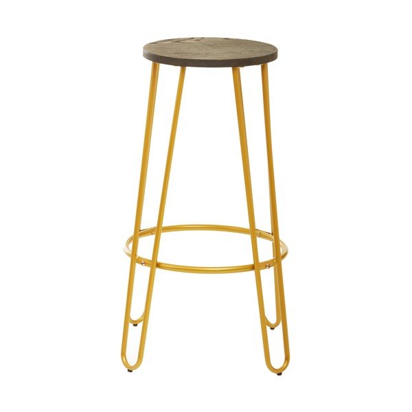 Barsko stol iz masivnega bresta v zlati barvi/v naravni barvi (višina sedeža 75 cm) District – Premier Housewares-image-2