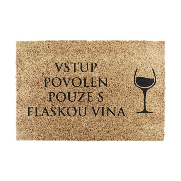 Predpražnik iz naravnih kokosovih vlaken Artsy Doormats Steklenica vina, 40 x 60 cm