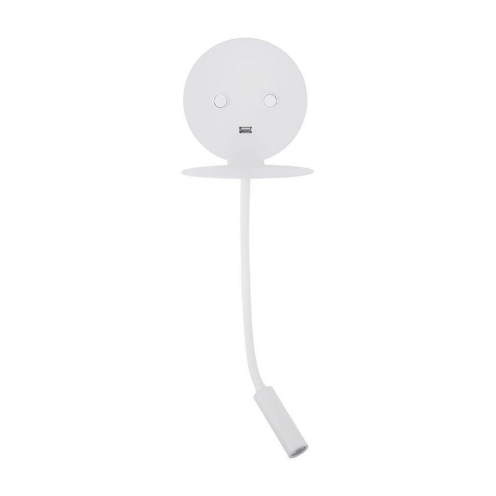Bela aluminijasta LED stenska svetilka z upogljivo konstrukcijo/z USB priključkom Eclip