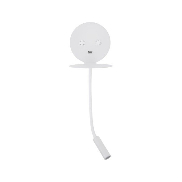 Bela aluminijasta LED stenska svetilka z upogljivo konstrukcijo/z USB priključkom Eclip – Nova Luce