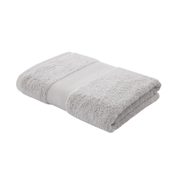 Svetlo siva bombažna brisača z mešanico svile 70x127 cm - Bianca