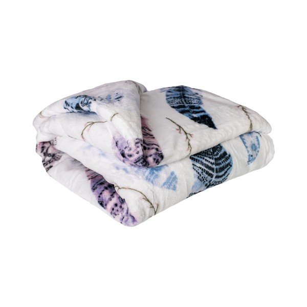 Bela odeja iz mikropliša 200x150 cm Feather - My House-image-1