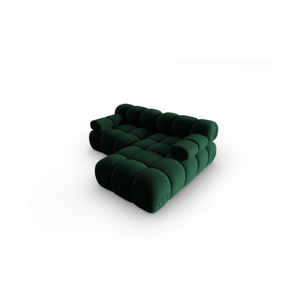 Zelena žametna kotna sedežna garnitura (desni kot) Bellis – Micadoni Home-image-4