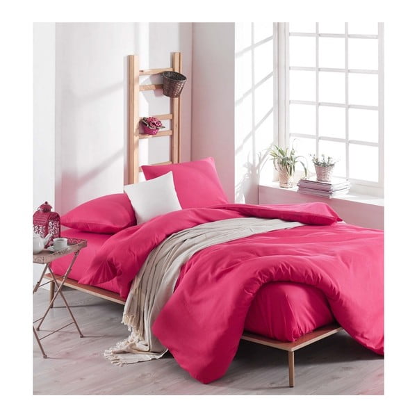 Roza posteljnina z rjuho za zakonsko posteljo Rose, 200 x 220 cm