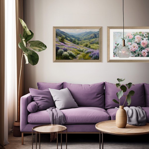 Tiskana slika z okvirjem 75x56 cm Violet Hills – Styler-image-1