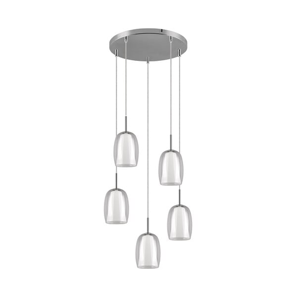 Viseča svetilka v srebrni barvi s steklenim senčnikom ø 48 cm Barret – Trio Select