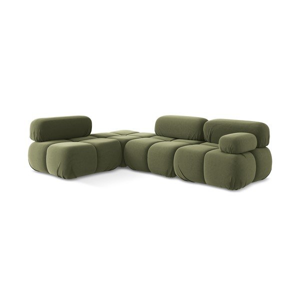 Svetlo zelena žametna kotna sedežna garnitura (levi kot) Lokua – Makamii-image-3