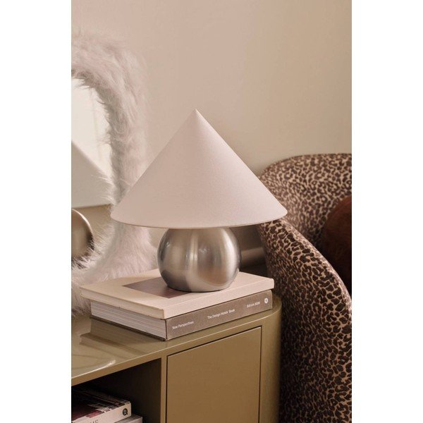 Bela/v sijajno srebrni barvi tekstilna namizna svetilka (višina 38 cm) Connie – Ellos Home-image-2