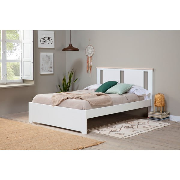 Bela zakonska postelja z letvenim dnom 140x190 cm Enara - Marckeric-image-1