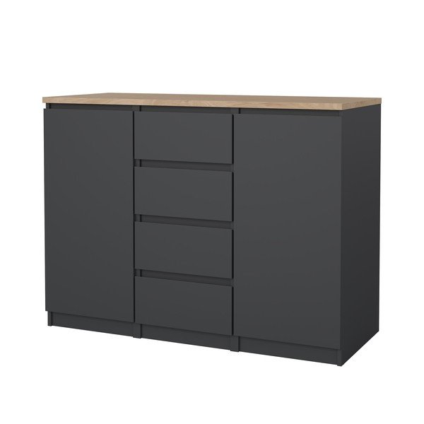 Temno siva komoda 121x91x50 cm Naia – Tvilum-image-3