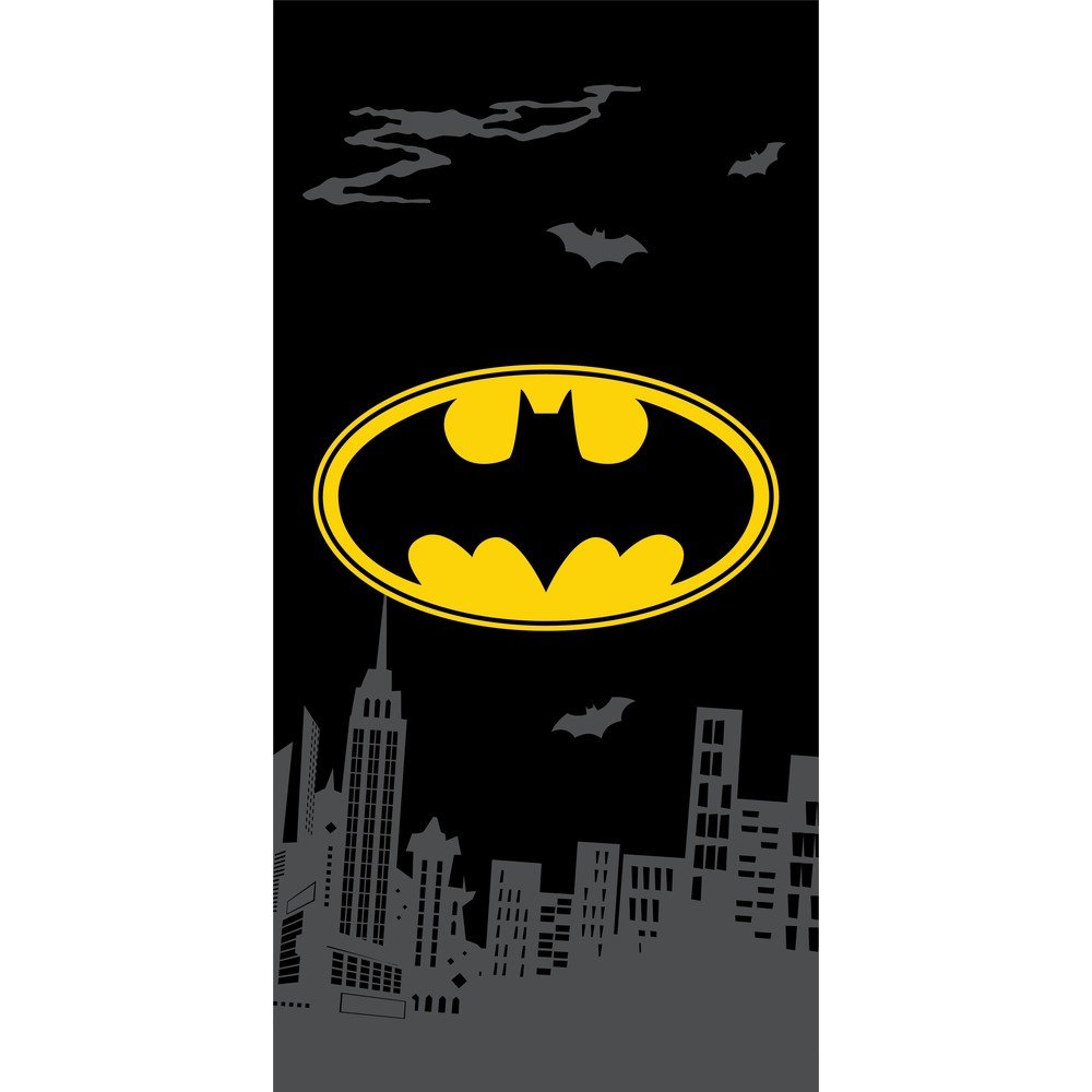 Črna bombažna otroška brisača 70x140 cm Batman "The Emblem"
