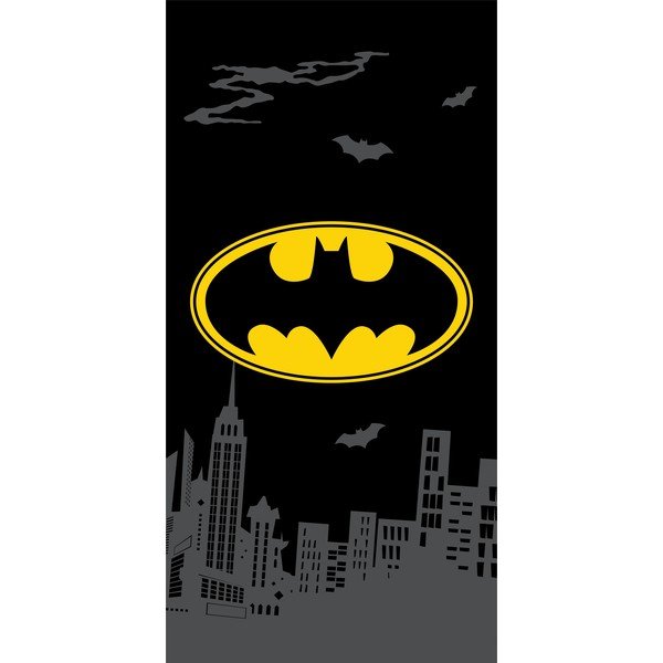 Črna bombažna otroška brisača 70x140 cm Batman "The Emblem" – Jerry Fabrics