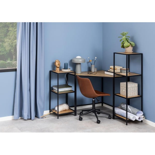 Črn regal v hrastovem dekorju 37x120 cm Seaford – Actona-image-1