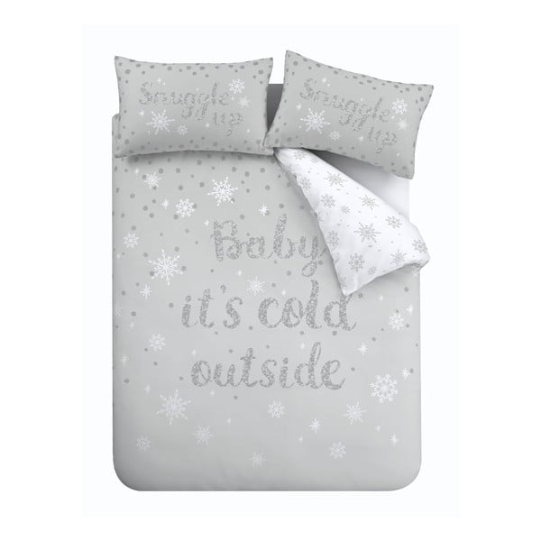 Bela/svetlo siva enojna posteljnina 135x200 cm Baby It's Cold Outside – Catherine Lansfield