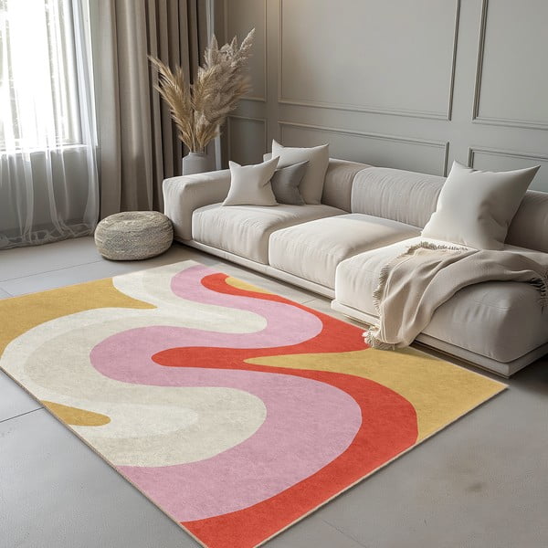 Rumena/rožnata pralna preproga 160x230 cm Raspberry Creamsicle – Mila Home-image-1
