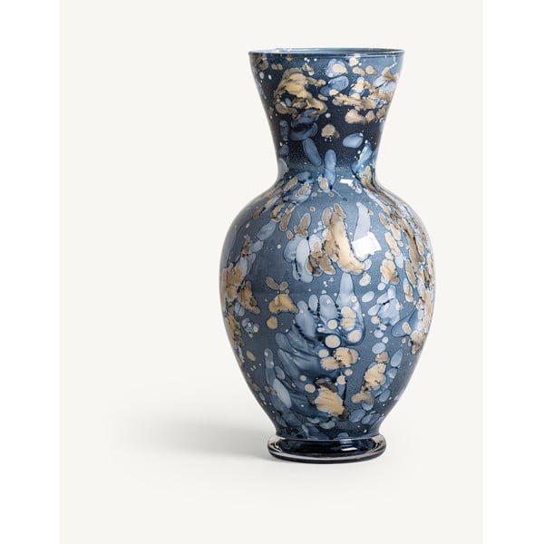 Modra steklena ročno poslikana vaza Aurora – Burkina
