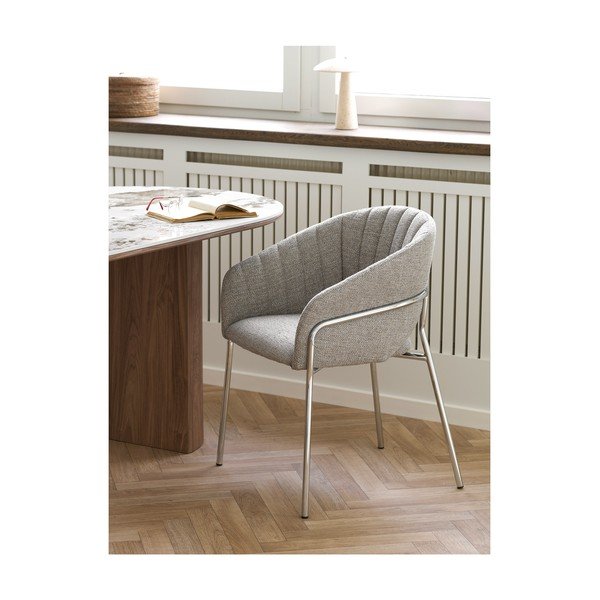 Svetlo siv jeklen jedilni stol z nasloni za roke Costa – House Nordic-image-1