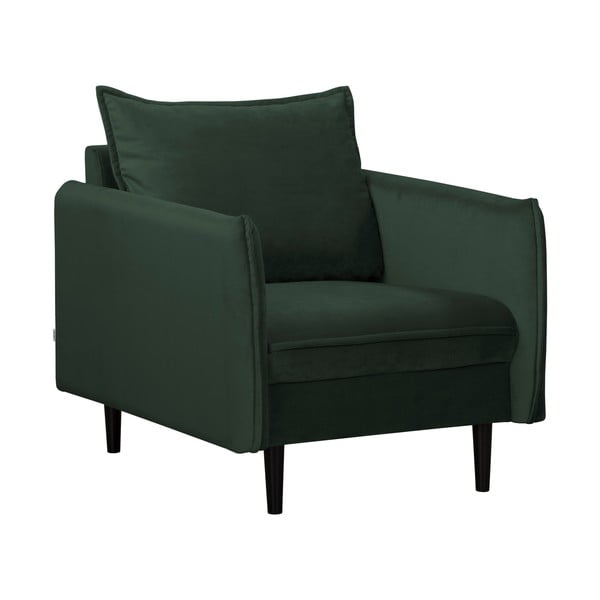 Temno zelen žameten fotelj Juli – Ropez