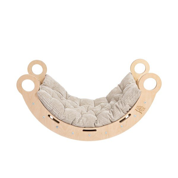 Gugalnica iz masivnega bora v bež in naravni barvi 39x75x38 cm Montessori – Meowbaby