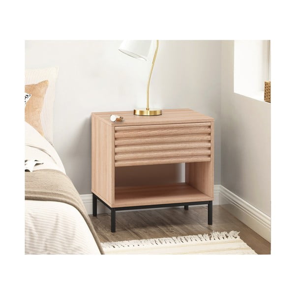Nočna omarica z mizno ploščo v hrastovem dekorju Celine – Støraa-image-1