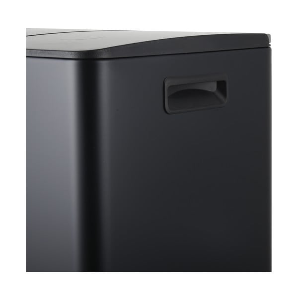 Mat črn jeklen koš za smeti za ločevanje odpadkov s pedalom 2x20 l Aliya – Spirella-image-4