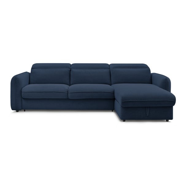 Temno modra raztegljiva kotna sedežna garnitura (s kotom po izbiri) Achille – Bobochic Paris