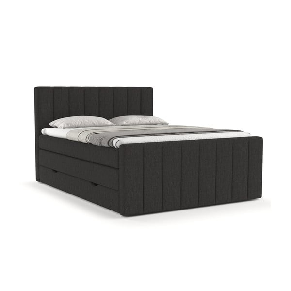 Črna boxspring postelja s prostorom za shranjevanje 180x200 cm Ruby – Maison de Rêve-image-2