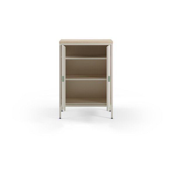 Kremno bela/v naravni barvi kovinska omarica 70x100x40 cm Sayla – Marckeric-image-2