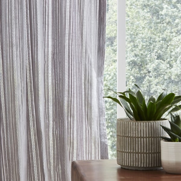 Siva zavesa 229x140 cm Zofia Broderie Anglaise - Pineapple Elephant-image-2