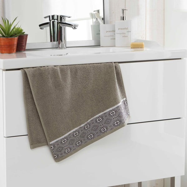 Kaki zelena bombažna brisača iz frotirja 50x90 cm Esteban – douceur d'intérieur-image-1