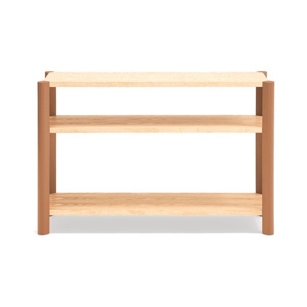 Regal v hrastovem dekorju v opečnato oranžni in svetli naravni barvi 126x84x43 cm Bona – Teulat