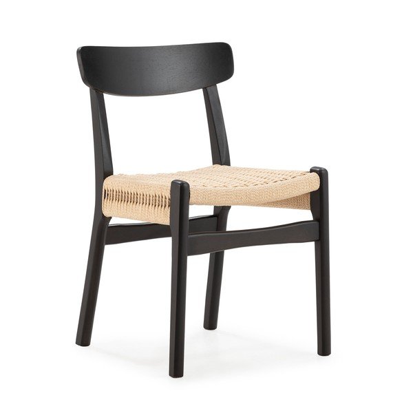 Črni jedilni stoli v kompletu 2 ks iz masivnega kavčukovca Biel – MOME