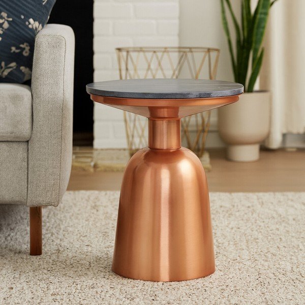 Okrogla stranska mizica z marmorno mizno ploščo ø 48 cm Amira – Premier Housewares-image-2