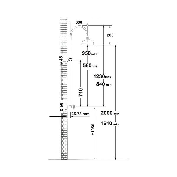 Medeninasta tuš garnitura v sijajno srebrni barvi s prho za glavo 123 cm Antea – Sapho-image-1