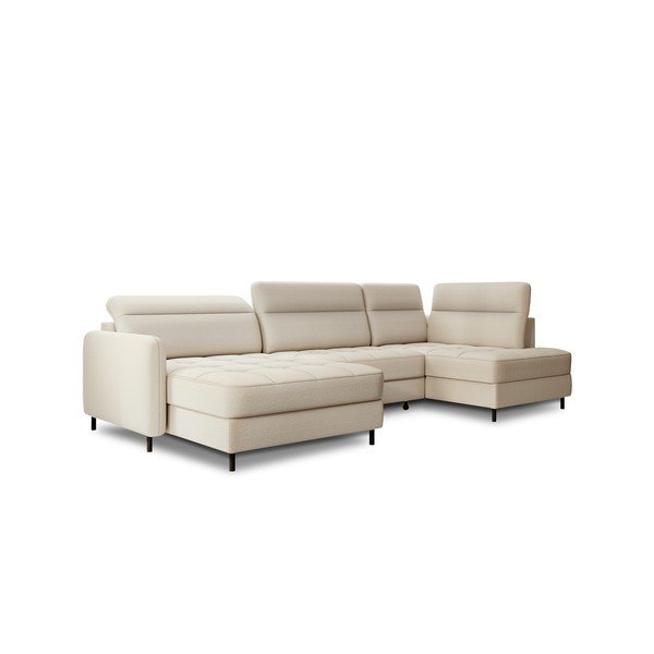 Bež žametna raztegljiva/s prostorom za shranjevanje kotna sedežna garnitura (desni kot/v obliki črke "U") Berrto – ELTAP-image-2