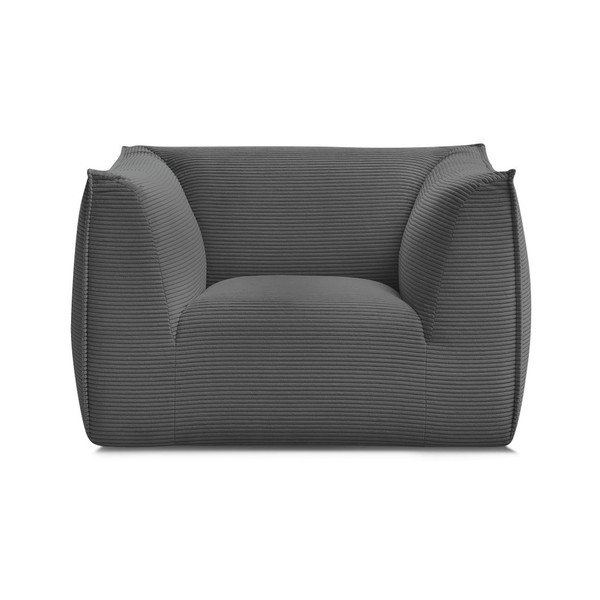 Temno siv fotelj iz rebrastega žameta Giorgia – Bobochic Paris-image-2