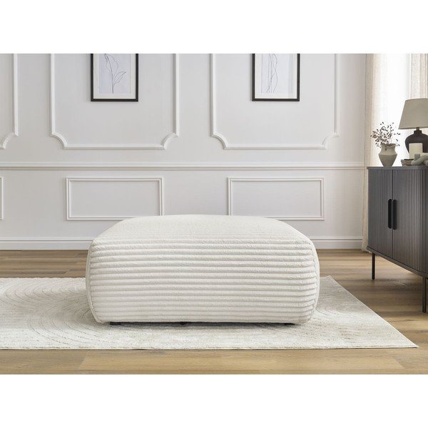 Kremno bel tabure iz rebrastega žameta Lucien – Bobochic Paris-image-1