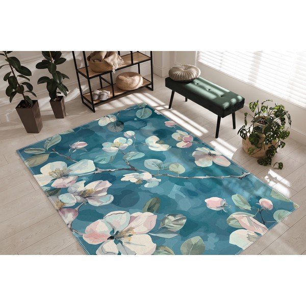 Modra pralna preproga 50x80 cm Bloom – Vitaus-image-2