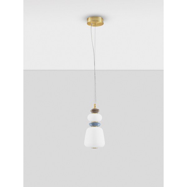 Bela/v zlati barvi kovinska LED zatemnitvena viseča svetilka s porcelanastim senčilom/s steklenim senčilom ø 17 cm Palo – Nova Luce-image-3